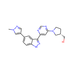Cn1cc(-c2ccc3[nH]nc(-c4cc(N5CC[C@H](CO)C5)ncn4)c3c2)cn1 ZINC000225557765