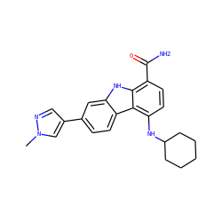 Cn1cc(-c2ccc3c(c2)[nH]c2c(C(N)=O)ccc(NC4CCCCC4)c23)cn1 ZINC000072125181