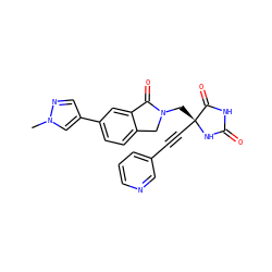 Cn1cc(-c2ccc3c(c2)C(=O)N(C[C@]2(C#Cc4cccnc4)NC(=O)NC2=O)C3)cn1 ZINC000143557502