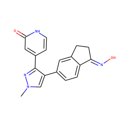 Cn1cc(-c2ccc3c(c2)CC/C3=N\O)c(-c2cc[nH]c(=O)c2)n1 ZINC000040976817