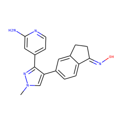 Cn1cc(-c2ccc3c(c2)CC/C3=N\O)c(-c2ccnc(N)c2)n1 ZINC000040425242