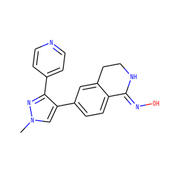 Cn1cc(-c2ccc3c(c2)CCN/C3=N\O)c(-c2ccncc2)n1 ZINC000040974452