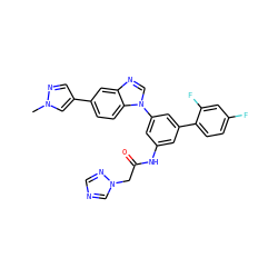 Cn1cc(-c2ccc3c(c2)ncn3-c2cc(NC(=O)Cn3cncn3)cc(-c3ccc(F)cc3F)c2)cn1 ZINC001772627173