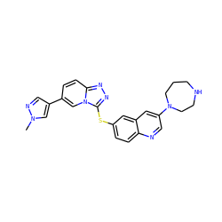 Cn1cc(-c2ccc3nnc(Sc4ccc5ncc(N6CCCNCC6)cc5c4)n3c2)cn1 ZINC000204936699