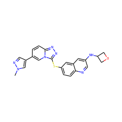 Cn1cc(-c2ccc3nnc(Sc4ccc5ncc(NC6COC6)cc5c4)n3c2)cn1 ZINC000218804310