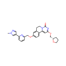 Cn1cc(-c2cccc(COc3ccc4c(c3)CCn3c-4cc(OC[C@@H]4CCCO4)nc3=O)n2)cn1 ZINC000209703453