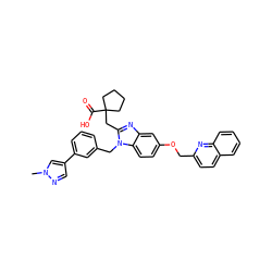 Cn1cc(-c2cccc(Cn3c(CC4(C(=O)O)CCCC4)nc4cc(OCc5ccc6ccccc6n5)ccc43)c2)cn1 ZINC000219248371
