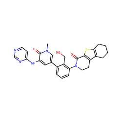Cn1cc(-c2cccc(N3CCc4c(sc5c4CCCC5)C3=O)c2CO)cc(Nc2ccncn2)c1=O ZINC000116053459