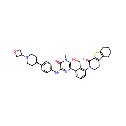 Cn1cc(-c2cccc(N3CCc4c(sc5c4CCCC5)C3=O)c2CO)nc(Nc2ccc(C3CCN(C4COC4)CC3)cc2)c1=O ZINC000164282451