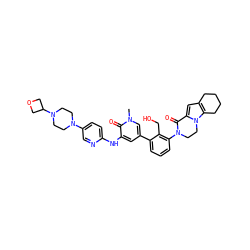 Cn1cc(-c2cccc(N3CCn4c(cc5c4CCCC5)C3=O)c2CO)cc(Nc2ccc(N3CCN(C4COC4)CC3)cn2)c1=O ZINC000116055557