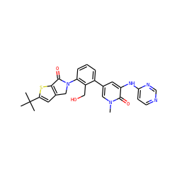 Cn1cc(-c2cccc(N3Cc4cc(C(C)(C)C)sc4C3=O)c2CO)cc(Nc2ccncn2)c1=O ZINC000113408381