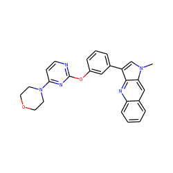 Cn1cc(-c2cccc(Oc3nccc(N4CCOCC4)n3)c2)c2nc3ccccc3cc21 ZINC000299834745