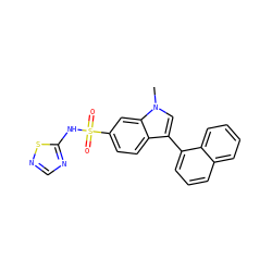 Cn1cc(-c2cccc3ccccc23)c2ccc(S(=O)(=O)Nc3ncns3)cc21 ZINC000096921730