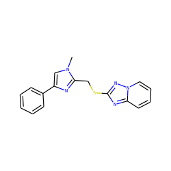Cn1cc(-c2ccccc2)nc1CSc1nc2ccccn2n1 ZINC000113419568