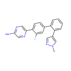 Cn1cc(-c2ccccc2-c2ccc(-c3cnc(N)cn3)c(F)c2)cn1 ZINC000224798842