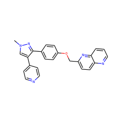 Cn1cc(-c2ccncc2)c(-c2ccc(OCc3ccc4ncccc4n3)cc2)n1 ZINC001772646759
