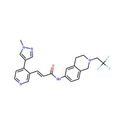 Cn1cc(-c2ccncc2/C=C/C(=O)Nc2ccc3c(c2)CCN(CC(F)(F)F)C3)cn1 ZINC001772632082