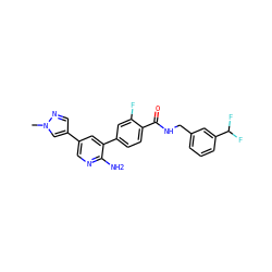 Cn1cc(-c2cnc(N)c(-c3ccc(C(=O)NCc4cccc(C(F)F)c4)c(F)c3)c2)cn1 ZINC001772611018
