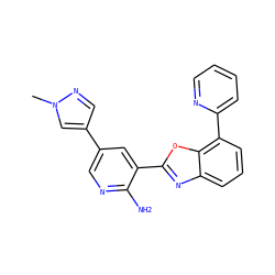 Cn1cc(-c2cnc(N)c(-c3nc4cccc(-c5ccccn5)c4o3)c2)cn1 ZINC000084653251