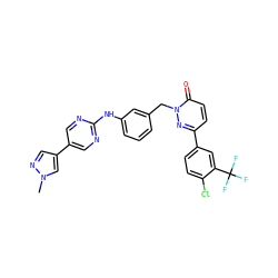 Cn1cc(-c2cnc(Nc3cccc(Cn4nc(-c5ccc(Cl)c(C(F)(F)F)c5)ccc4=O)c3)nc2)cn1 ZINC000653688580