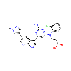 Cn1cc(-c2cnc3[nH]cc(-c4cc(N(CCC(=O)O)c5ccccc5Cl)nc(N)n4)c3c2)cn1 ZINC000169700764