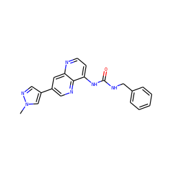 Cn1cc(-c2cnc3c(NC(=O)NCc4ccccc4)ccnc3c2)cn1 ZINC000117566174