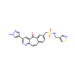Cn1cc(-c2cnc3ccc4ccc(CS(=O)(=O)NCc5cnsc5)cc4c(=O)c3c2)cn1 ZINC000095584635