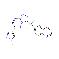 Cn1cc(-c2cnc3nnc(C(F)(F)c4ccc5ncccc5c4)n3n2)cn1 ZINC000200857216