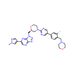 Cn1cc(-c2cnc3nnn(C[C@@H]4CN(c5ncc(-c6ccc(CN7CCOCC7)c(F)c6)cn5)CCO4)c3n2)cn1 ZINC000210761608