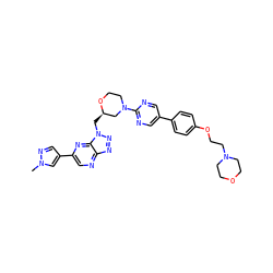 Cn1cc(-c2cnc3nnn(C[C@@H]4CN(c5ncc(-c6ccc(OCCN7CCOCC7)cc6)cn5)CCO4)c3n2)cn1 ZINC000210695875