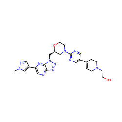 Cn1cc(-c2cnc3nnn(C[C@@H]4CN(c5ncc(C6=CCN(CCO)CC6)cn5)CCO4)c3n2)cn1 ZINC000210685289