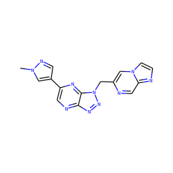 Cn1cc(-c2cnc3nnn(Cc4cn5ccnc5cn4)c3n2)cn1 ZINC000149921593