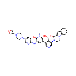 Cn1cc(-c2cncc(N3CCn4c(cc5c4CCCC5)C3=O)c2CO)cc(Nc2ccc(N3CCN(C4COC4)CC3)cn2)c1=O ZINC000205520279