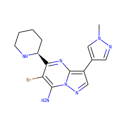Cn1cc(-c2cnn3c(N)c(Br)c([C@@H]4CCCCN4)nc23)cn1 ZINC000066100800