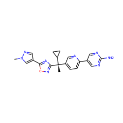 Cn1cc(-c2nc([C@@](C)(c3ccc(-c4cnc(N)nc4)nc3)C3CC3)no2)cn1 ZINC000114768760