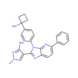 Cn1cc(-c2nc3ccc(-c4ccccc4)nc3n2-c2ccc(C3(N)CCC3)cc2)c(N)n1 ZINC000169705883