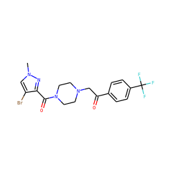 Cn1cc(Br)c(C(=O)N2CCN(CC(=O)c3ccc(C(F)(F)F)cc3)CC2)n1 ZINC000058592452