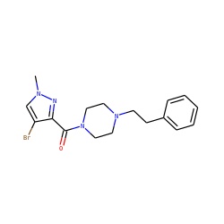 Cn1cc(Br)c(C(=O)N2CCN(CCc3ccccc3)CC2)n1 ZINC000058581868