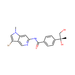Cn1cc(Br)c2cnc(NC(=O)c3ccc([C@@](C)(O)CO)cc3)cc21 ZINC000145264270