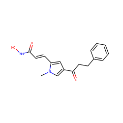 Cn1cc(C(=O)CCc2ccccc2)cc1/C=C/C(=O)NO ZINC000003818581