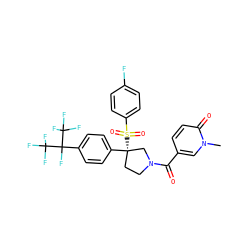 Cn1cc(C(=O)N2CC[C@](c3ccc(C(F)(C(F)(F)F)C(F)(F)F)cc3)(S(=O)(=O)c3ccc(F)cc3)C2)ccc1=O ZINC001772632461