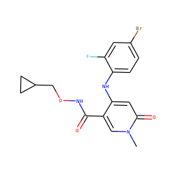 Cn1cc(C(=O)NOCC2CC2)c(Nc2ccc(Br)cc2F)cc1=O ZINC000013679328