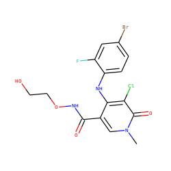 Cn1cc(C(=O)NOCCO)c(Nc2ccc(Br)cc2F)c(Cl)c1=O ZINC000013679338