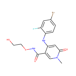 Cn1cc(C(=O)NOCCO)c(Nc2ccc(Br)cc2F)cc1=O ZINC000013679336