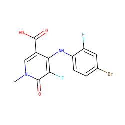 Cn1cc(C(=O)O)c(Nc2ccc(Br)cc2F)c(F)c1=O ZINC000013679350