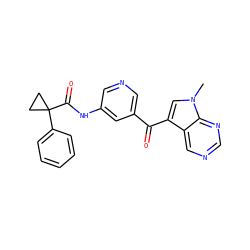 Cn1cc(C(=O)c2cncc(NC(=O)C3(c4ccccc4)CC3)c2)c2cncnc21 ZINC000169707881