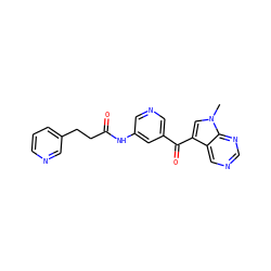 Cn1cc(C(=O)c2cncc(NC(=O)CCc3cccnc3)c2)c2cncnc21 ZINC000169707869