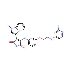 Cn1cc(C2=C(Nc3cccc(OCCNc4ccnc(F)c4)c3)C(=O)NC2=O)c2ccccc21 ZINC000103271387