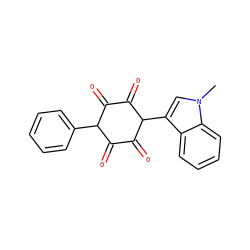 Cn1cc(C2C(=O)C(=O)C(c3ccccc3)C(=O)C2=O)c2ccccc21 ZINC000100863759
