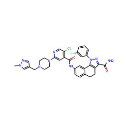 Cn1cc(CN2CCN(c3cc(C(=O)Nc4ccc5c(c4)-c4c(c(C(N)=O)nn4-c4cccc(F)c4)CC5)c(Cl)cn3)CC2)cn1 ZINC000072122205